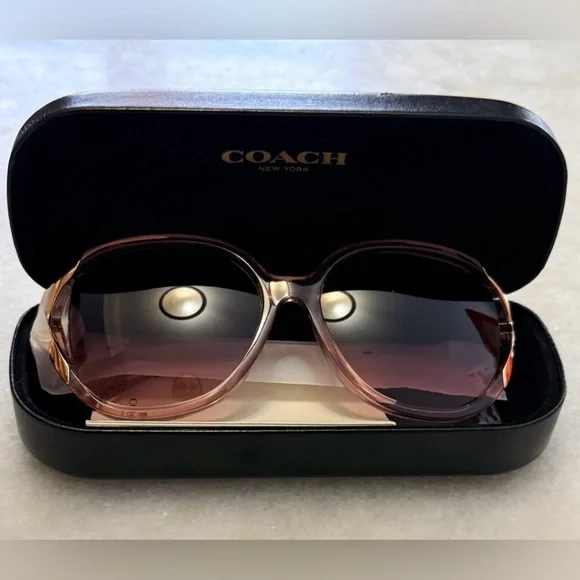 Coach HC8396U Pink Transparent Sunglasses Gold Gradient Glam - Picture 3 of 7